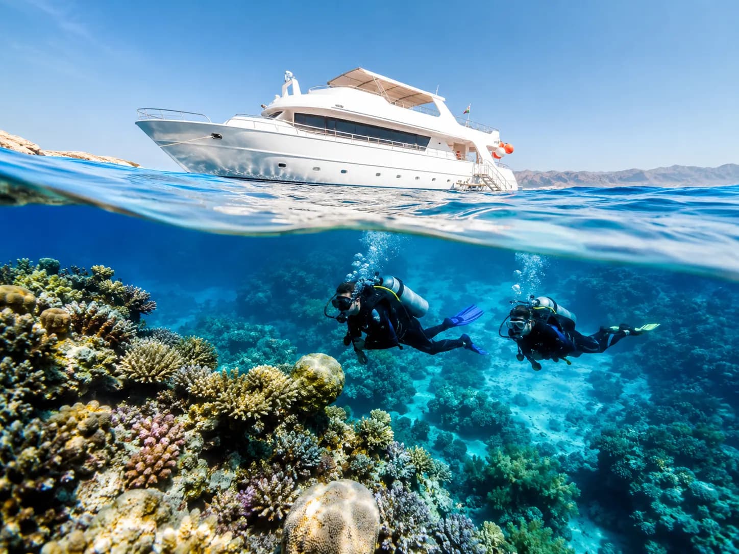 Dive boat on a full day Red Sea trip from Hurghada