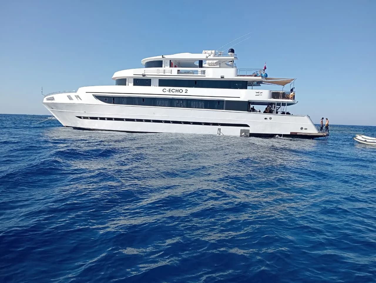 The liveaboard boat offshore on the Brothers route