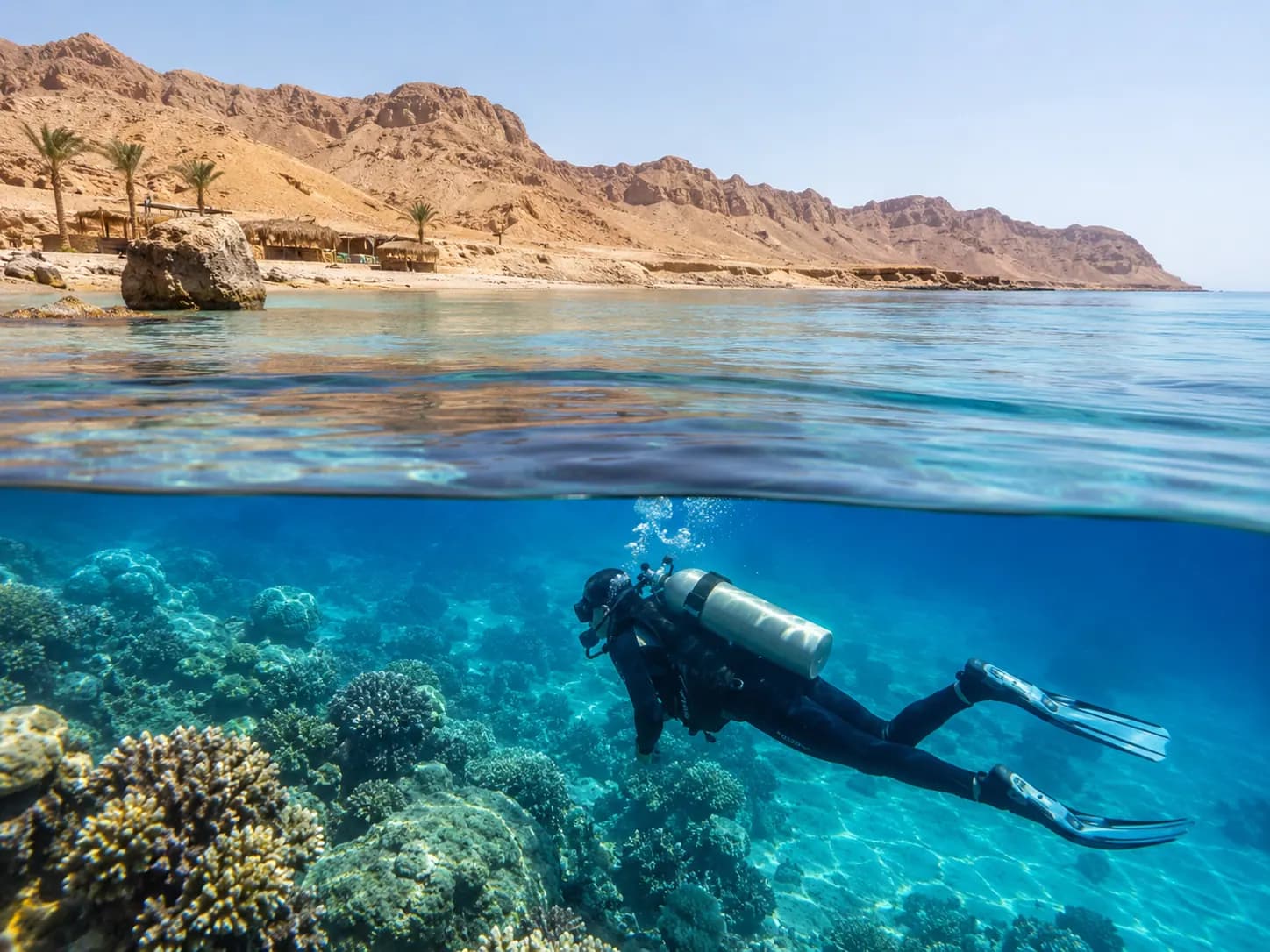 Shore diving on the house reef in Makadi Bay